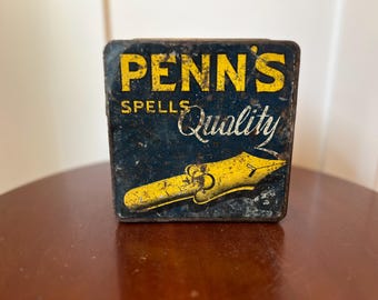how to spell tobacco Antique Penn's Spell Quality Tobacco Tin 1920