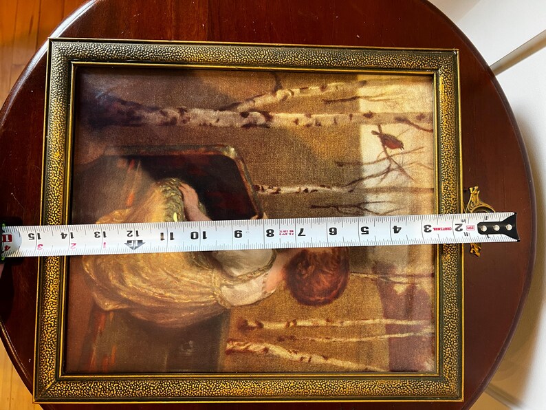 Antique Framed 1920s Lithograph spring Song by Simon Glucklich Blind