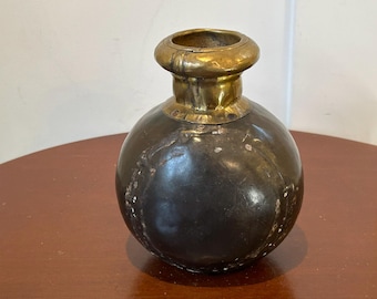 Antique Hand Forged Copper and Brass Flask or Water Canteen - Traveler's Canteen - Bar Decor or Cabin Decor