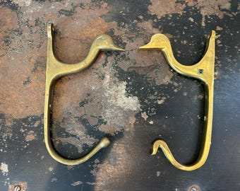 Vintage Brass Duck Wall Hook | Mid Century Brass Waterfowl Coat Hook | Coastal Cottage Decor | Solid Brass Coat Hook | Sold Individually