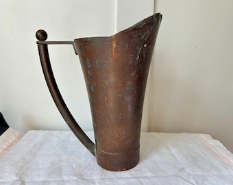 Vintage 1930s Chase Brass & Copper "Tavern" Pitcher - Art Deco Machine Age Copper Jug - Rustic Farmhouse Kitchen