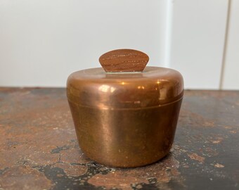 Vintage MCM Illums Bolighus Petite Copper Canister with Wooden Knob - Danish Modern Storage Container - Made in Denmark