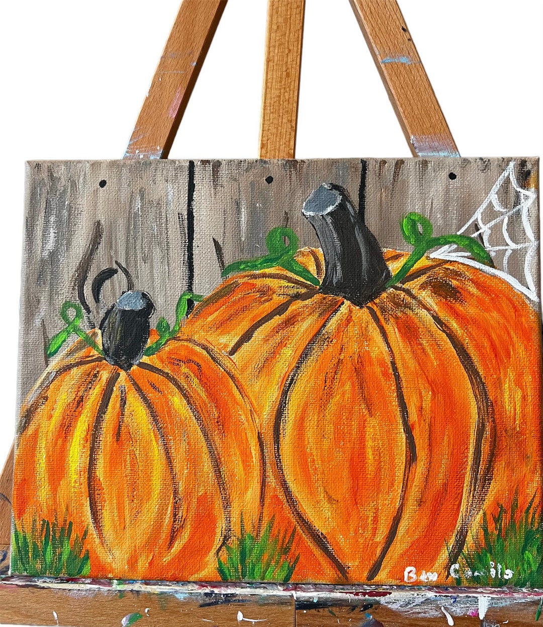 Cute Pumpkins Acrylic Painting Etsy