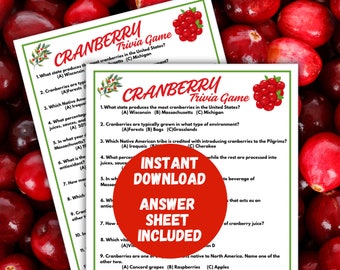Cranberry Trivia Game, Fall Trivia Game, Work Party Game, Thanksgiving Party Game Thanksgiving Family Trivia Game, Friendsgiving Trivia Game