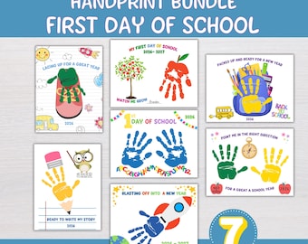 Kit per impronte di mani per il primo giorno di scuola, lavoretto per il ritorno a scuola, risorsa stampabile per insegnanti, kit per impronte di mani per bambini piccoli, ricordo delle impronte di mani