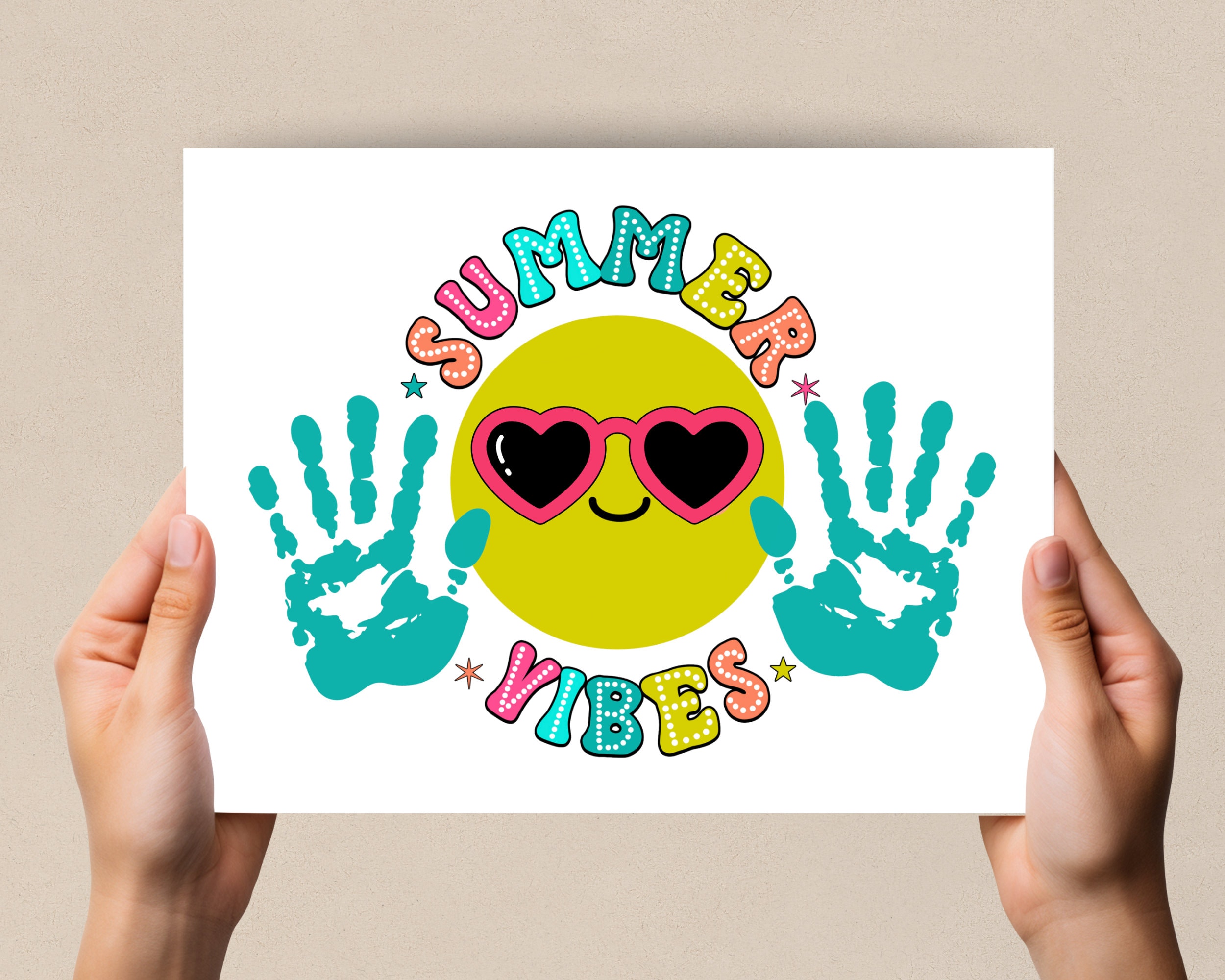 Summer Handprint Art, Preschool Activity for Babies, Toddlers. Summer Vibes Handprint Activity Crafts, Summer Picnic and Camping Crafts.