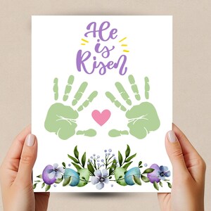Easter Handprint Craft, Easter Handprint Art, Toddler Handprint, Printable Activity for Preschoolers, He is Risen Handprint