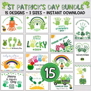 St Patrick's Day Handprint Craft, St Patrick's Day Handprint Art, Printable Activity Babies, Toddlers, Handprint Bundle, Daycare Activity