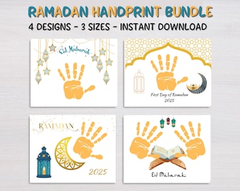 Kit di impronte di mani per il Ramadan, lavoretto con impronte di mani per il Ramadan Mubarak, attività con impronte di mani per la scuola materna, attività per l'asilo nido, regalo stampabile con impronte di mani