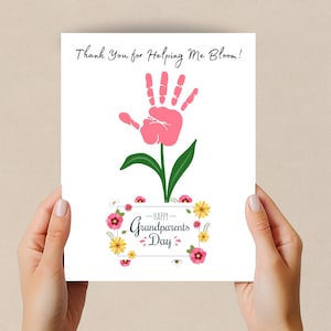 Arte con huellas de manos para el Día de los Abuelos, actividad de huellas de manos para preescolares, ideal para bebés y niños pequeños. Manualidades con huellas de manos para recordar a los abuelos.