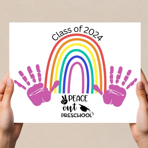 Preschool Handprint Art Craft, Last Day of Preschool, Preschool Activity, Daycare Craft, Toddler Activity, Pre-K Grad, Preschool Graduation