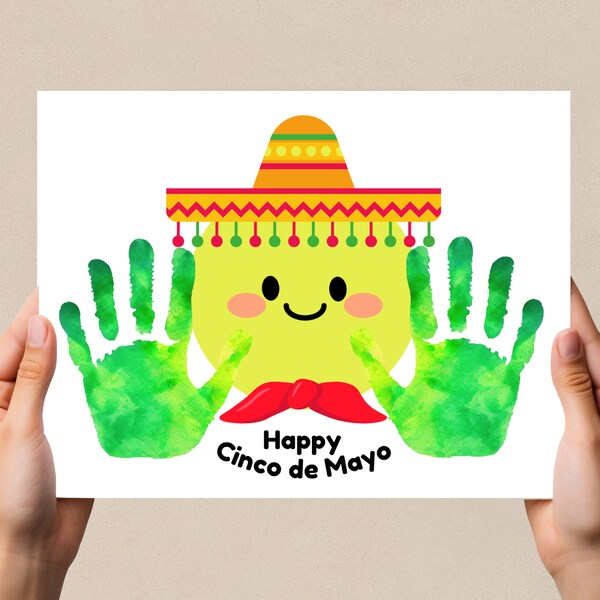 Cinco de Mayo Handprint Craft, Preschool Kids Baby Toddler activity, Handprint Art Keepsake , DIY Cinco de Mayo fun party activity