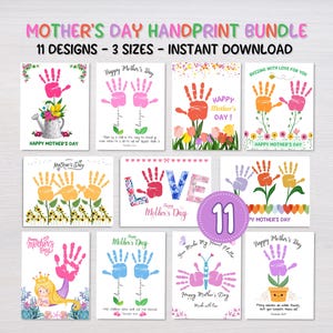 Mother's Day Handprint Bundle, Handprint Craft, Printable Activity for Babies and Toddlers, Mother's Day Handprint Art, Daycare Activity
