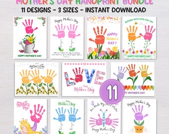 Mother's Day Handprint Bundle, Handprint Craft, Printable Activity for Babies and Toddlers, Mother's Day Handprint Art, Daycare Activity