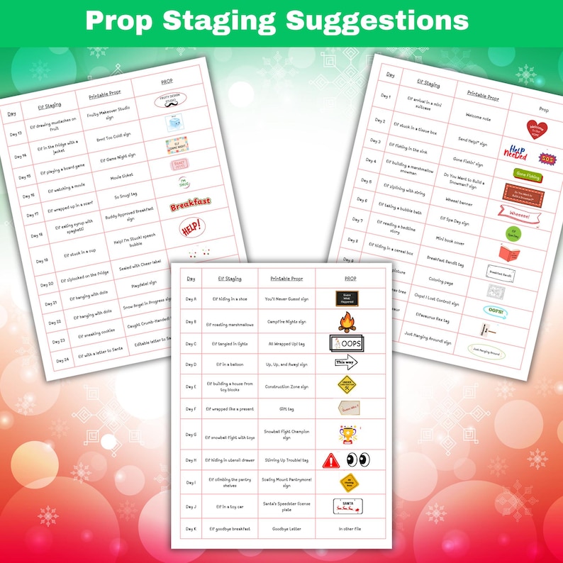 Printable Elf Props, Fun With the Elf, Staging Suggestions, 6 7 Elf ...