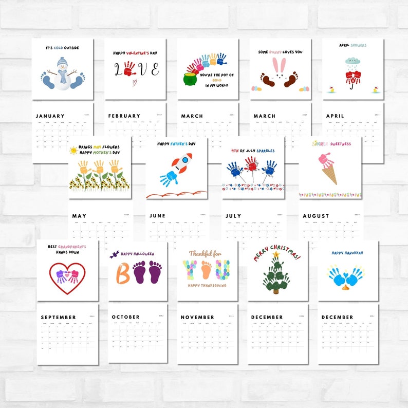 2024 Handprint Calendar, Handprint Craft. Single Page Handprint
