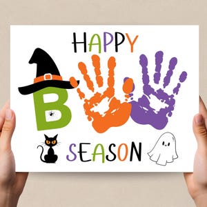 Halloween Handprint Craft, Handprint Art, Boo Season Preschool Craft, Toddler Activity, Creative Halloween Handprint Keepsake