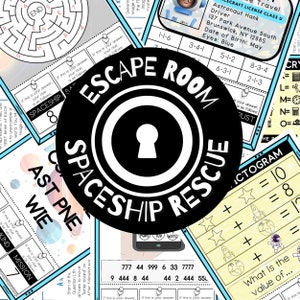 Spaceship Rescue Escape Room for Kids, Printable Escape Room Kit, Escape Room Challenge, Family Game Night, Game for Kids 6 Puzzle Challenge