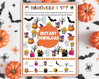 Halloween I Spy, Halloween Printable Game for Kids and Adults, Fall Party, Halloween Party, Halloween Game for preschoolers