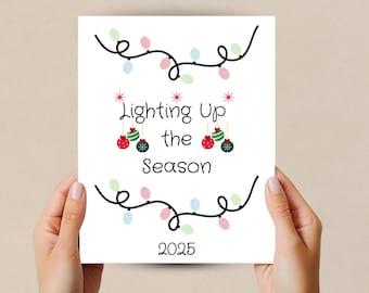 Christmas Fingerprint Craft, Handprint Christmas Lights Printable, Holiday Keepsake, Preschool Activity, Christmas Baby Toddler DIY Craft