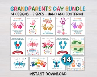 Grandparent Day Handprint Art Bundle, Handprint Craft, Preschool Activity, Toddler Handprint, Grandparent Keepsake, Grandparent DIY Gift
