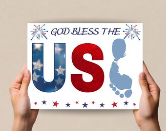 July 4th Handprint Craft, 4th of July Art, Preschool Activity, Toddler Footprint, Footprint Keepsake, Patriotic Footprint, Easy Footprint
