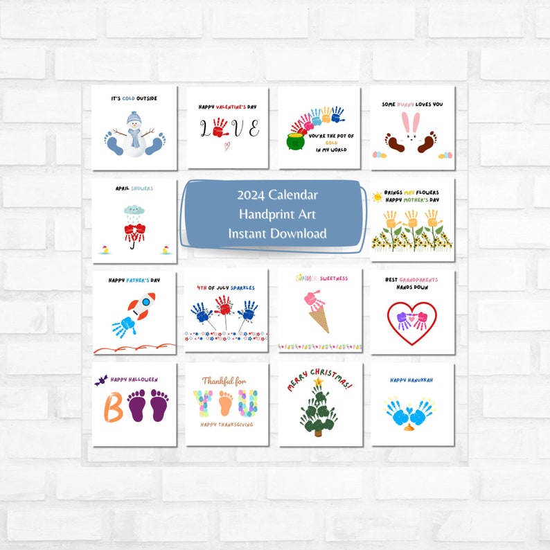 2024 Handprint Calendar, Handprint Craft. Single Page Handprint