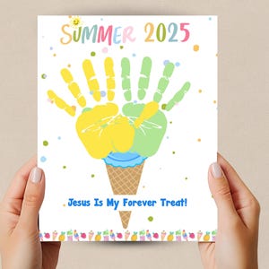 Summertime Handprint Craft, Sunday School Handprint Art, Handprint Keepsake, Daycare Activity, Christian Handprint Activity, Bible Craft