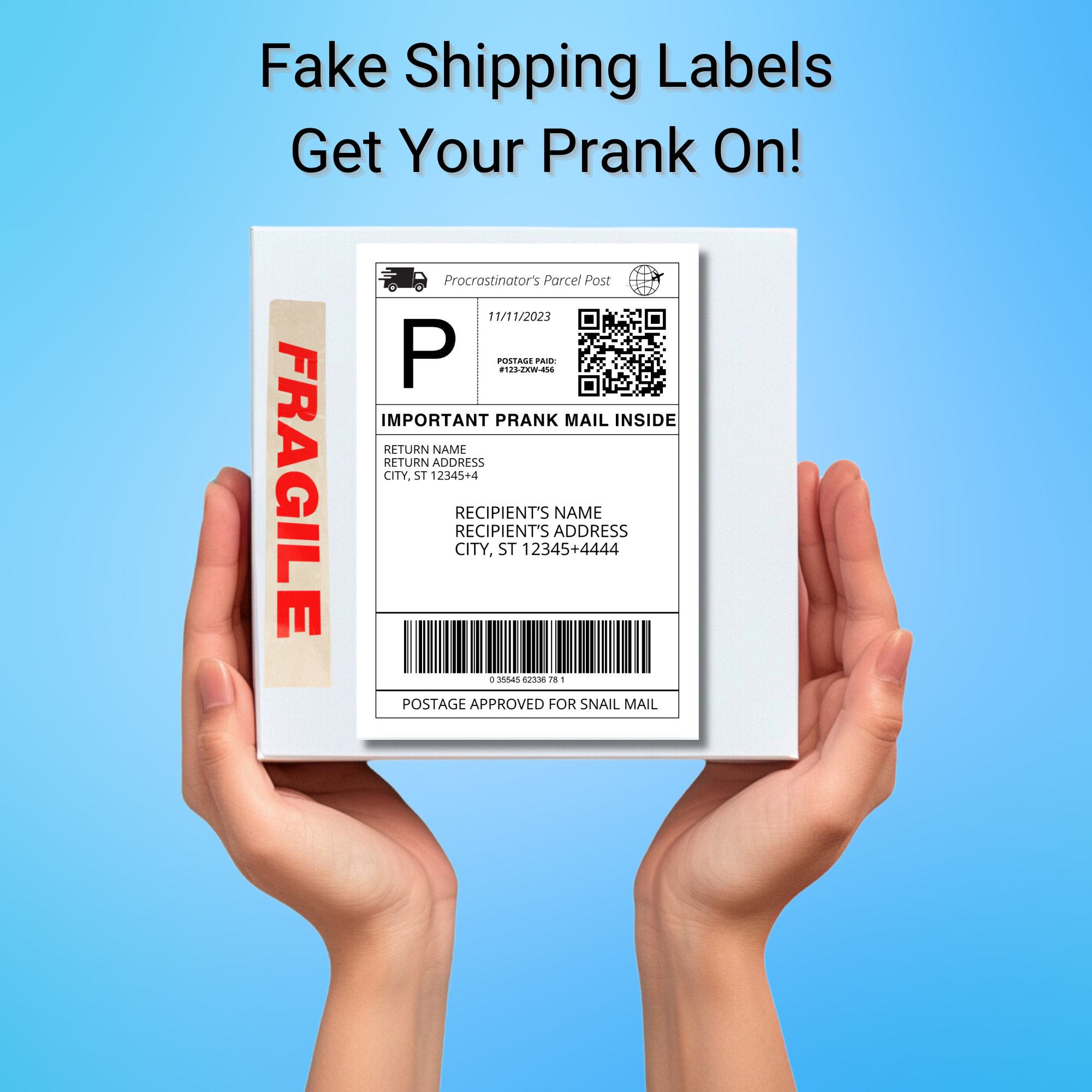 Fake Shipping Label Editable Template Custom Label for Gifts Fake Fake Shipping Label Editable Template Custom Label for Gifts Fake