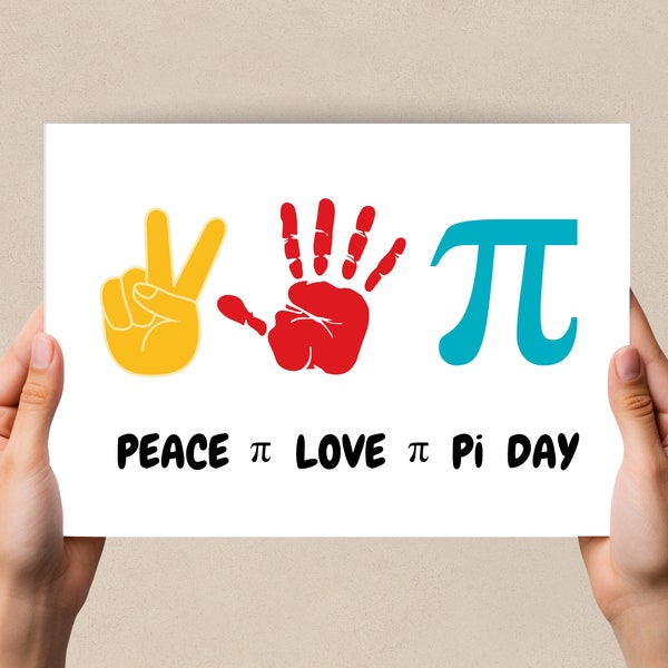 Pi Day Handprint Art, Handprint Craft, Activity for Kids, Toddlers in Preschool, Daycare, Sizes: 11x8.5", 10x8", and A4 size