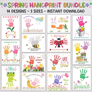 Spring Handprint Craft, Spring Handprint Art, Printable Activity Babies, Toddlers, Handprint Bundle, Daycare Activity, Spring Activity