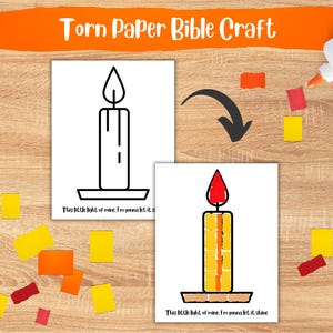 Lavoretto cristiano con carta strappata, attività per la scuola domenicale, attività cristiana per la scuola materna, lavoretto con la Bibbia stampabile, attività facile per la chiesa dei bambini