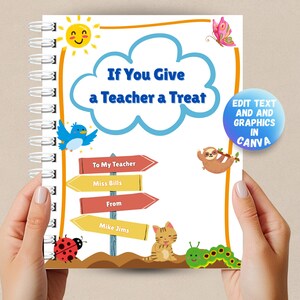 Porta tarjetas de regalo para maestros de fin de año, regalo de agradecimiento de fin de año para el verano, edite texto y gráficos en CANVA, si le da un regalo a un maestro