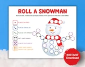 Roll a Snowman Game, Printable Holiday Game, Christmas Party, Candy Game, Winter Party, Fun for all Ages, Easy Classroom Table Game