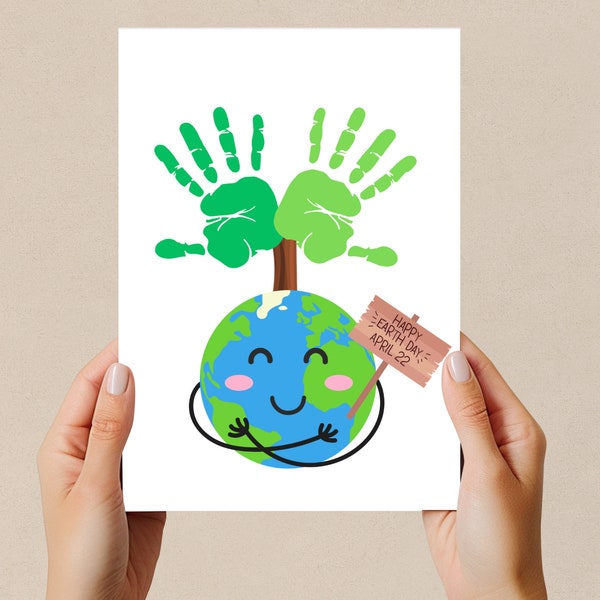 Earth Day Handprint Art, Handprint Earth Day Craft, Earth Day Keepsake Activity for Preschools, Daycare. Sizes: 8x10", 8.5x11, A4