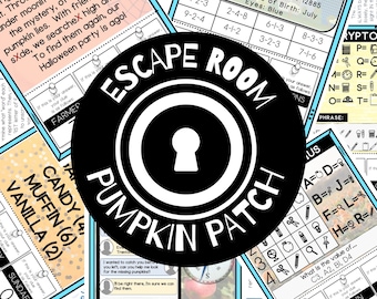 Halloween Escape Room for Kids, Printable Escape Room Kit, Escape Room Challenge, Family Game Night, Pumpkin Patch 6 Puzzle Challenge
