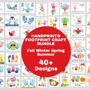 Handprint Craft Bundle, Handprint Art, Winter Handprint, Spring Handprint, Summer Handprint, Fall Handprint, Daycare Activity, DIY Printable