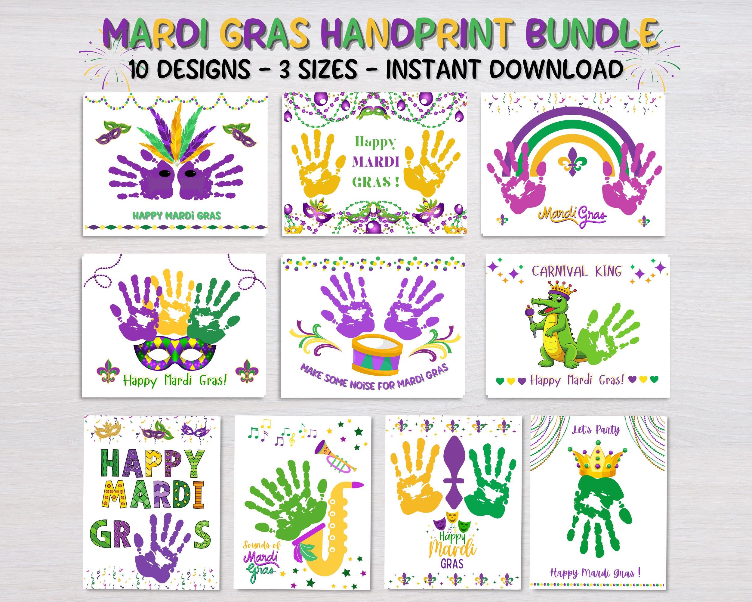 31 Festive Mardi Gras Crafts for Kids 3 Mardi Gras Handprint Craft, Mardi Gras Handprint Art, Printable…