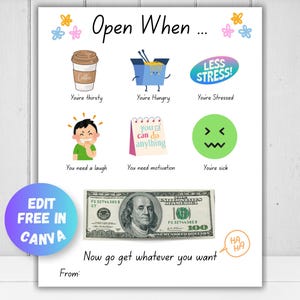 Offen als College Geschenk, lustiges Gag Geschenk, druckbare Karte, Going Away Geschenk, Studenten Geld ausgeben, einfaches Last Minute Geschenk