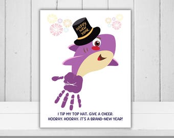 New Years Handprint Craft, Handprint Activity, New Year's Handprint Art, Preschool Activity New Years Keepsake, Daycare Activity
