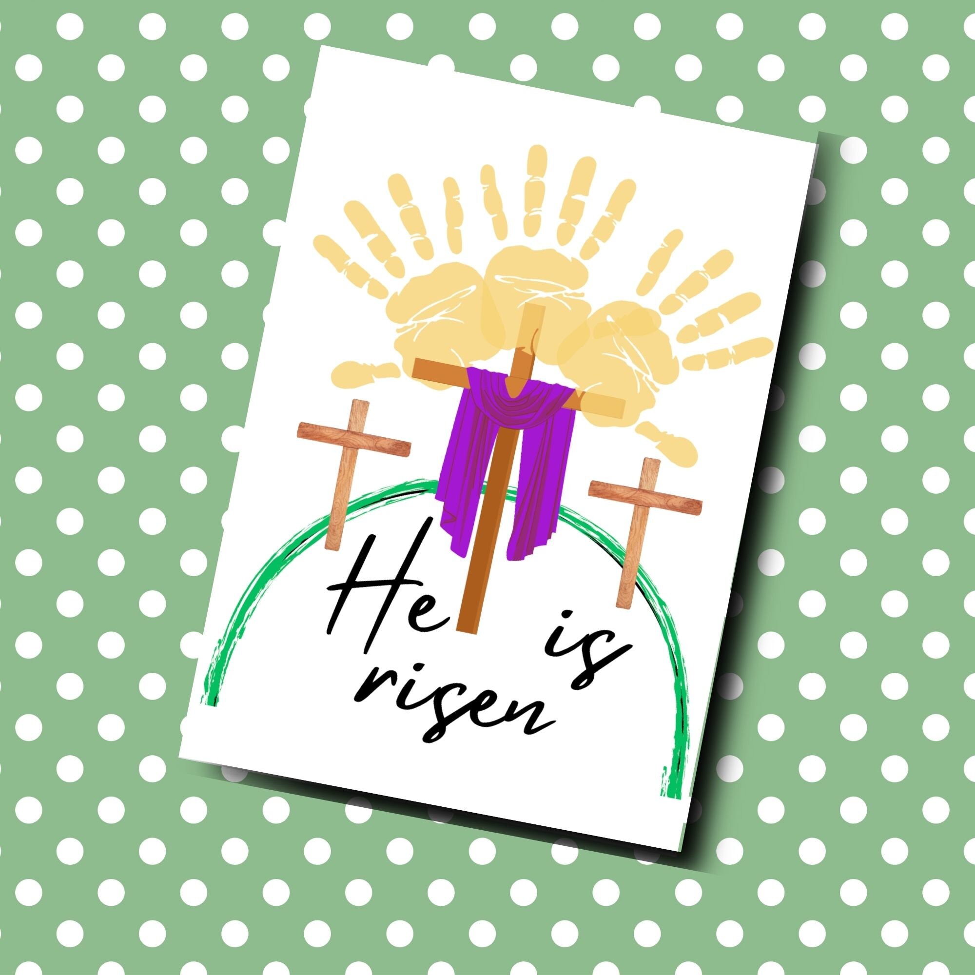 Easter Handprint Art, He Has Risen Craft, Easter Gift Memory Keepsake