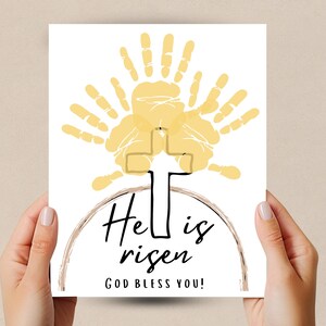 Easter Handprint Craft, Handprint Art, Easter Keepsake, He Is Risen Easter Handprint, Preschool Activity, Daycare Printable Handprint