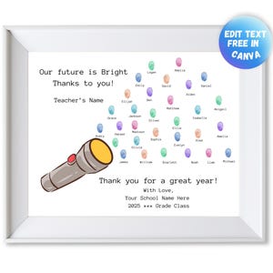 Cadeau de fin d'année pour professeur, projet artistique d'empreintes digitales, cadeau inspirant personnalisé pour professeur, cadeau bricolage pour professeur.  Modification gratuite sur Canvas