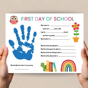 First Day of Preschool Handprint Art, Handprint Craft, First Day of School Keepsake gift, Back to School Handprint, Preschool Activity
