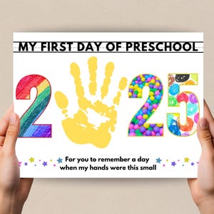 First Day Preschool Handprint Craft, Preschool Art, Preschool Keepsake, First Day of Preschool Handprint 2025