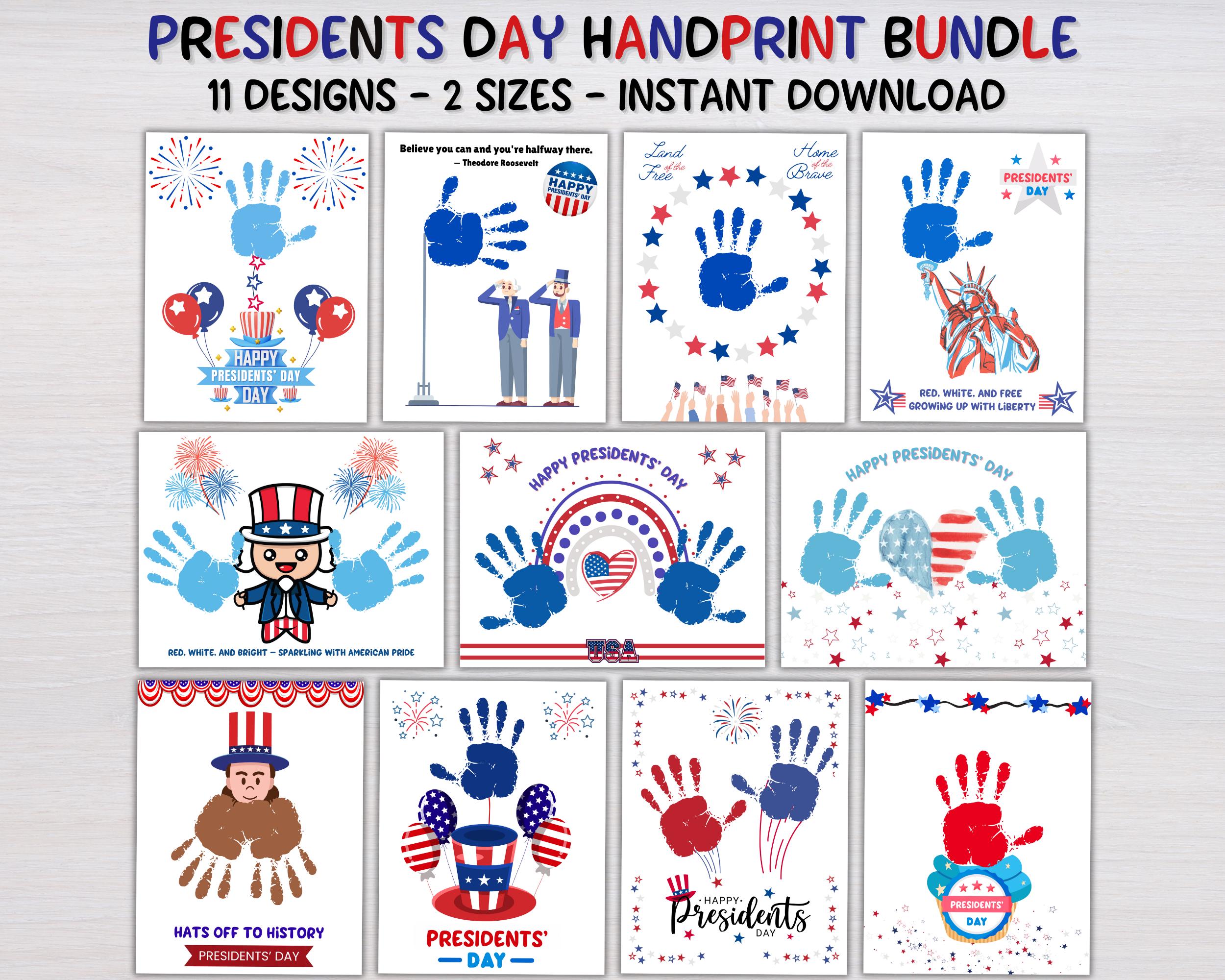 Presidents Day Handprint Art Bundle, Presidents Day Handprint Craft ...