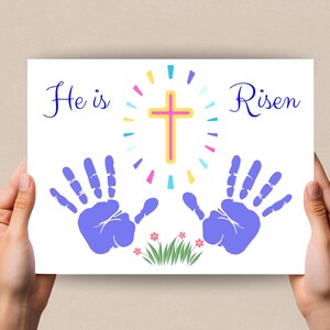 Easter Handprint Craft, Handprint Art, He is Risen Easter handprint, Easter Easy Handprint Gift, Preschool Activity, DIY Daycare Craft