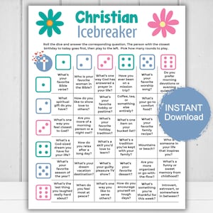 Christian Icebreaker Dice Game, Printable Game, Christian Party, Women&#39;s Ministry Game, Church Icebreaker, Camp Event, Bible Study Game