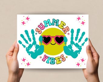 Summer Handprint Craft, Preschool Activity for Babies, Summer Vibes Handprint Art, Summer Picnic and Camping Crafts toddler Activity