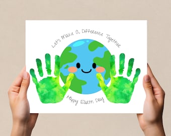 Earth Day Handprint Art, Handprint Earth Day Craft, Earth Day Keepsake activity for Preschools, Daycare Activity, Toddler Handprint